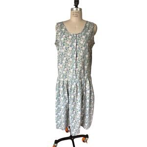 Trend Basics Vintage Floral Drop Waist Sundress Size Large Cotton Pastel